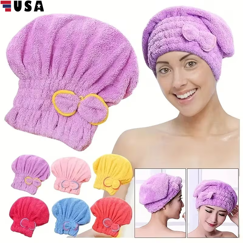 Women Hair Towel Quick Drying Turban Ultra Soft Absorbent Hair Drying Shower Cap