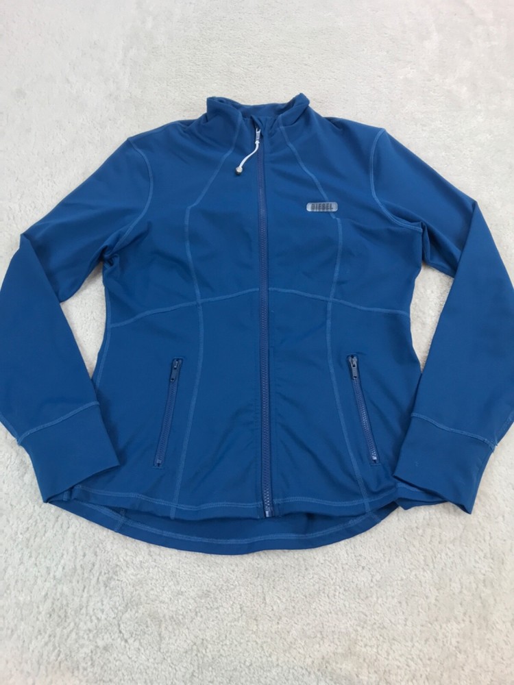 Diesel Jacket Blue Womens Large Full Zip Logo Design Long Sleeve Polyester
