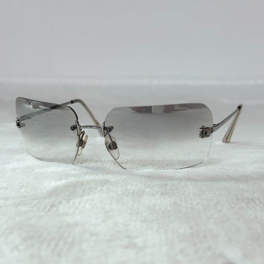 CHANEL 4017 Rimless Silver Frame Sunglasses with Coco Mark #5