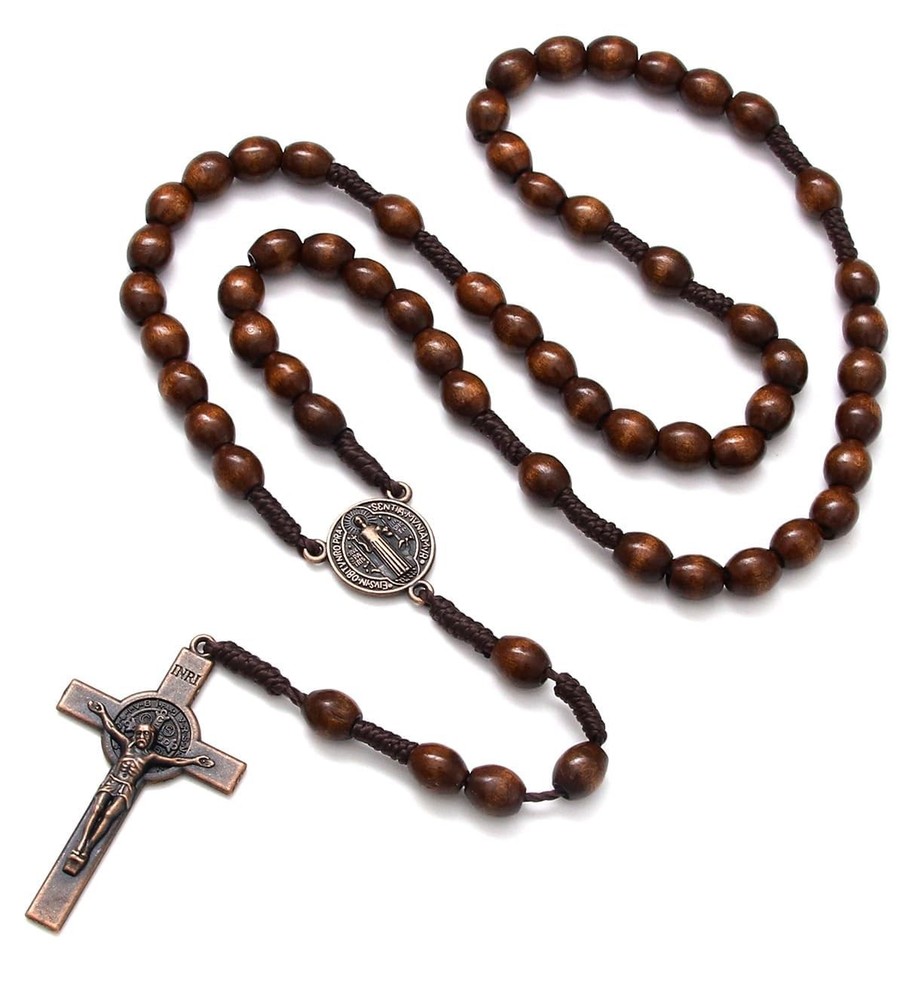 Handmade Olive Wood Rosary Beads Necklace from Bethlehem