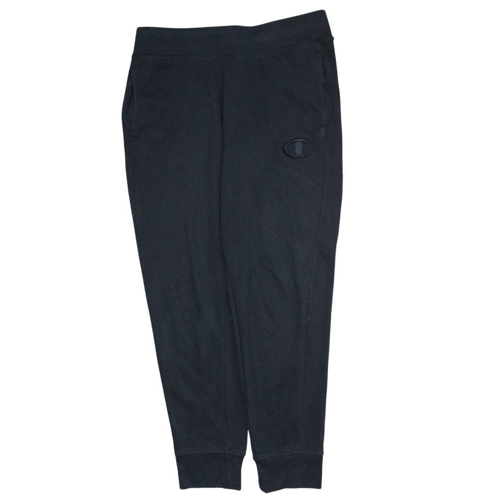 Champion Mens Joggers Black Fleece Elastic Waist Cuffed Embroidered C Logo M