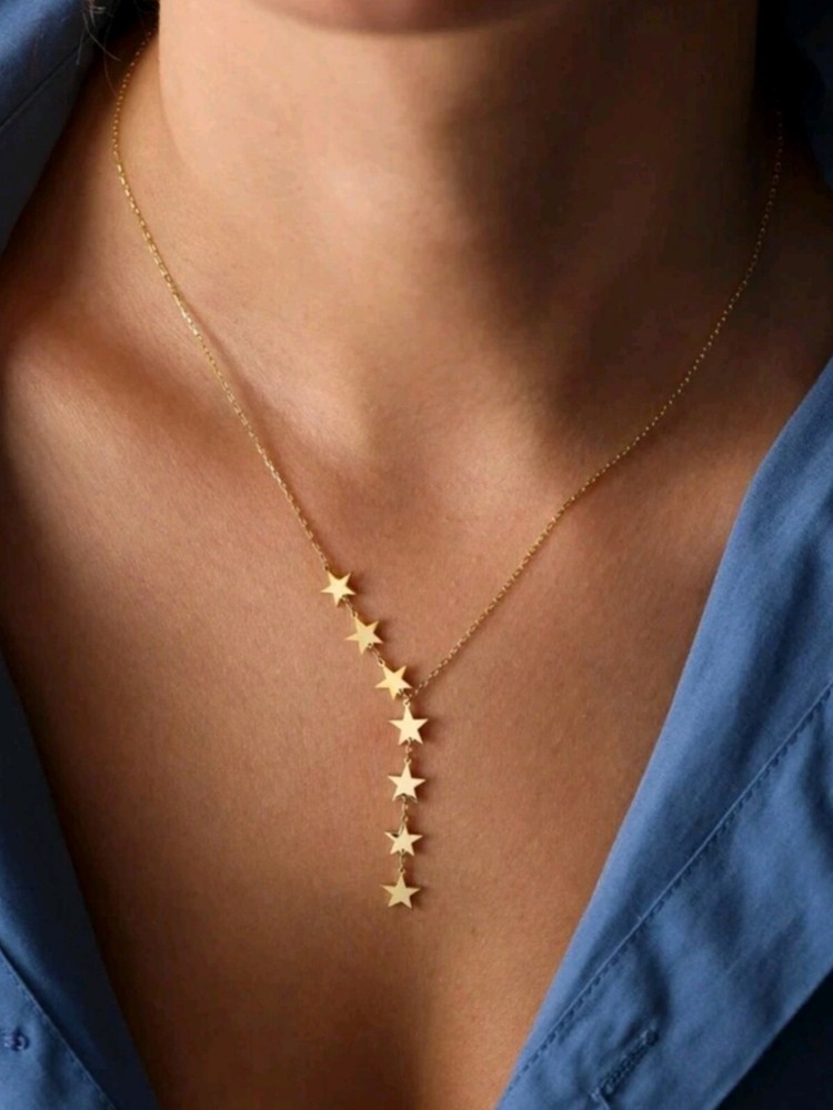 Stars Necklace Gold 925 Y Lariat 18k Plated Minimalist Jewelry Birthday Gifts
