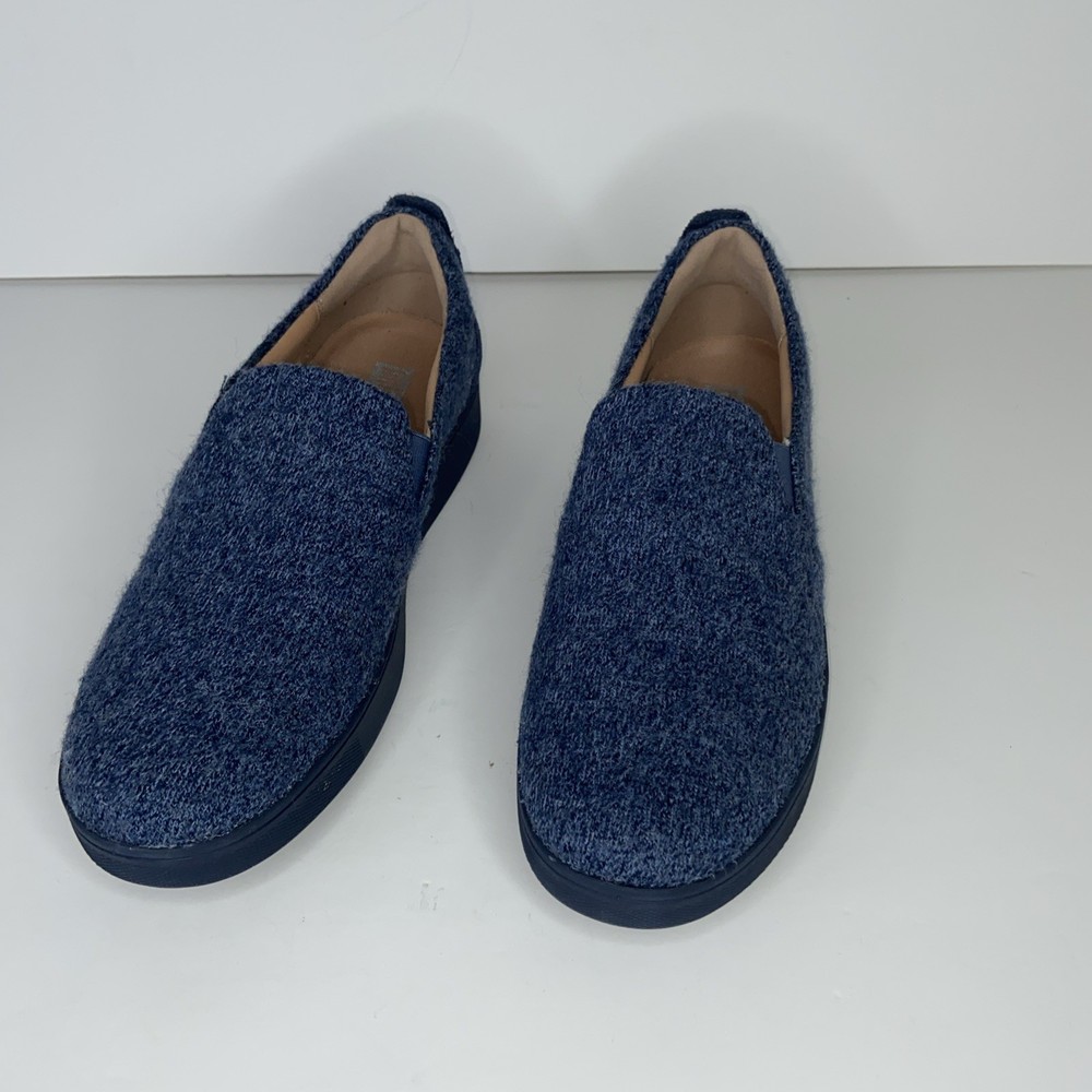 Fitflop Women's Rally E01 Merino Wool Mix Slip-On Skate Sneaker Sz 8 NAVY