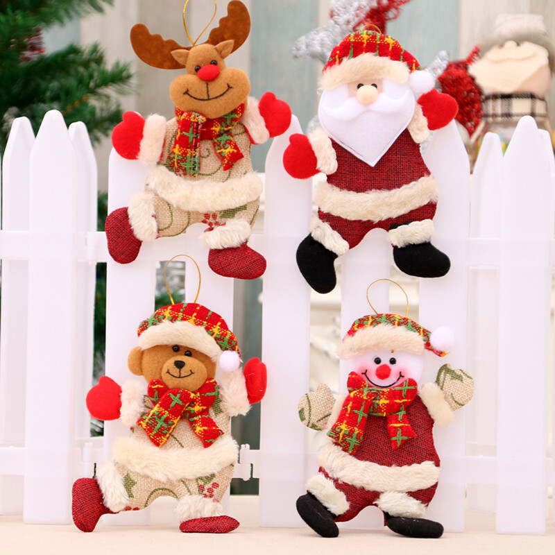4PCS Christmas Hanging Ornament Santa Claus Snowman Family Party Decor Gift