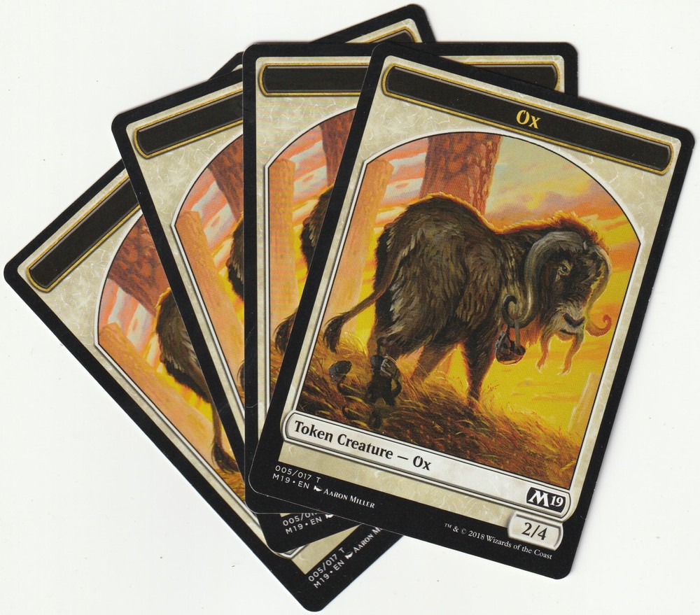 4 MTG OX White Token Creature Playset M19 2018 Magic the Gathering