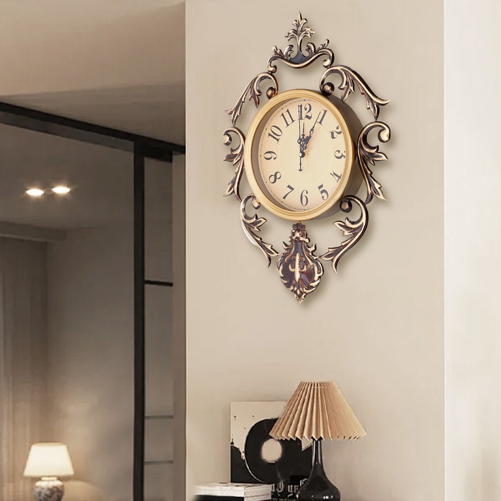 Vintage Retro Metal Wall Clock Battery Operated for Bedroom Living Room Decor