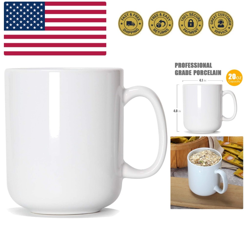 20 OZ Large Coffee Mug, M016 Plain Ceramic Boss Big Tea Cup with Handle for D...