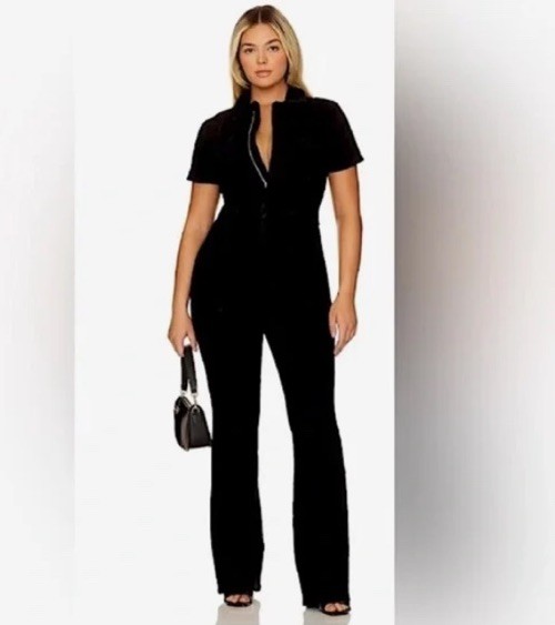 Good American Plus NWT Fit For Success Denim Jumpsuit in Black | Women's Size 1X