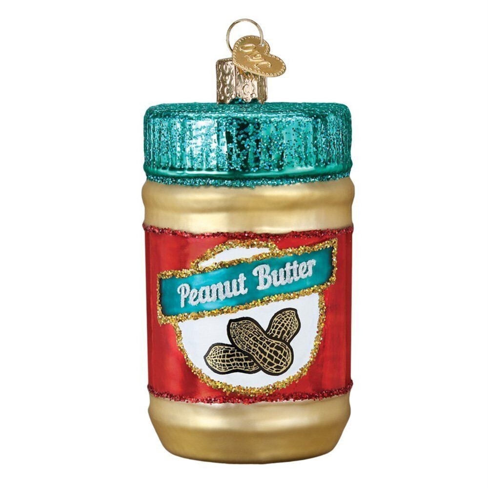 Old World Christmas Jar Of Peanut Butter Glass Tree Ornament 32352 FREE BOX Food