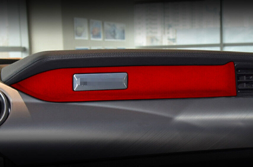 For Ford Mustang 15-23 Red Alcantara Co-Pilot Passenger Dash Strip Cover Trim 1x