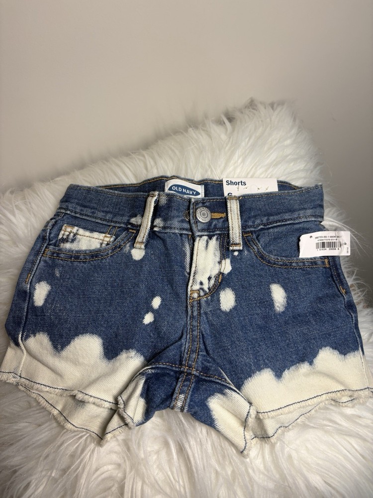 Old Navy New Girls' Size 6 Ripped Denim Mini Shorts With Pockets and Zipper
