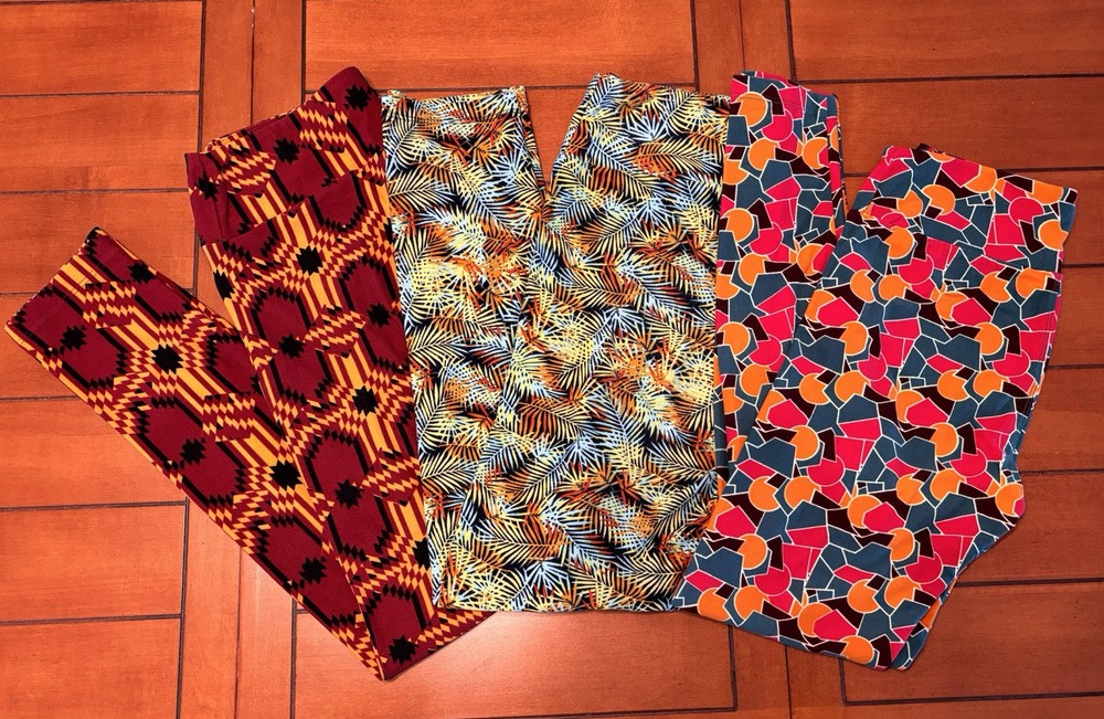 LuLaRoe Women’s Cozy Soft Leggings with Fun Geometric Prints – 3 Pair Set