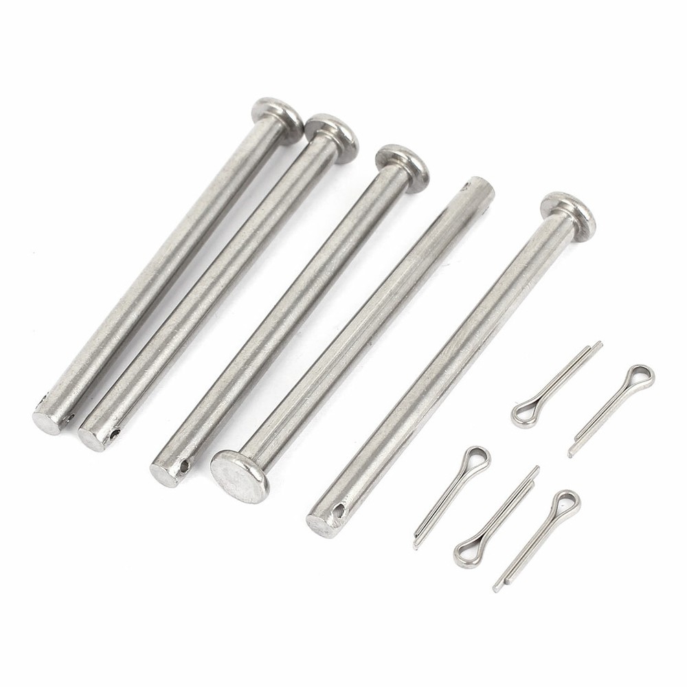 M5x60mm Flat Head 304 Stainless Steel Round Clevis Pins Fastener 5Pcs