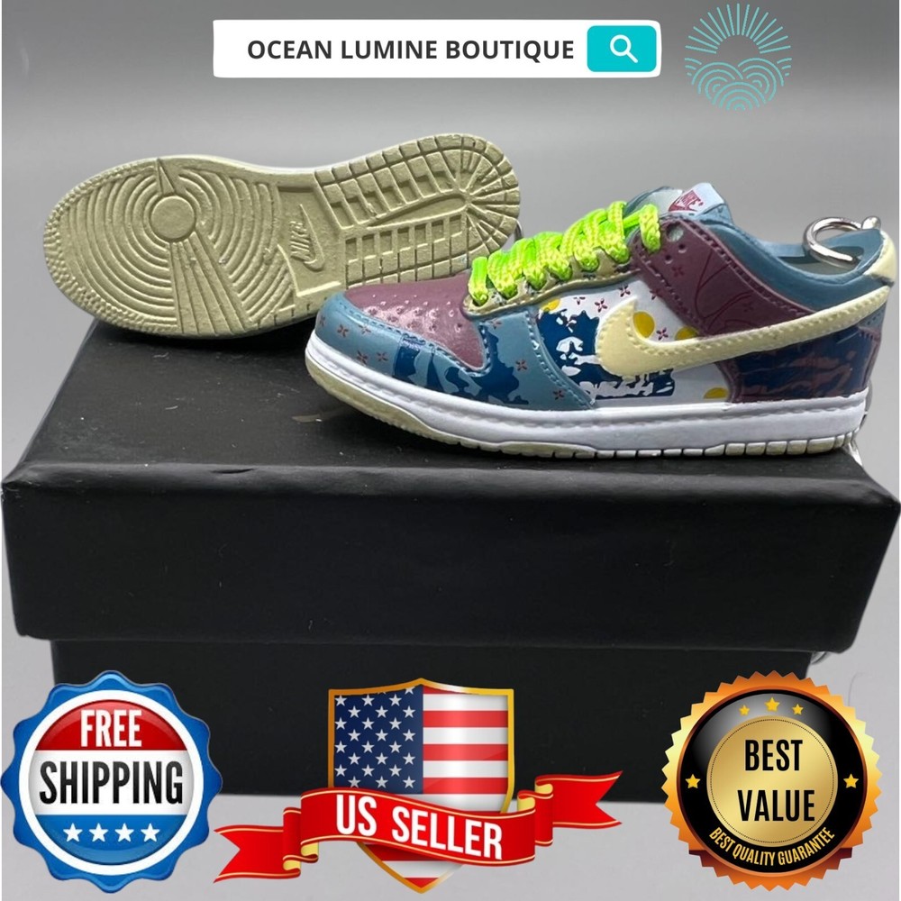 SB DUNK 3D Mini Sneaker Keychain, Jordan Sneaker Collectible, Box Options