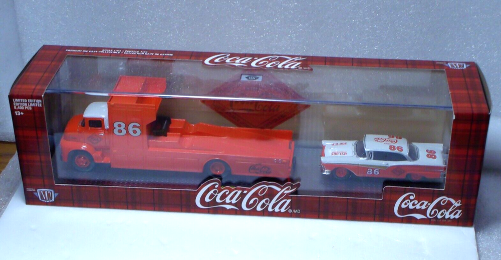 M2 Machines Coca Cola 1956 Ford COE & 1957 Ford Fairlane 500 1:64 Diecast