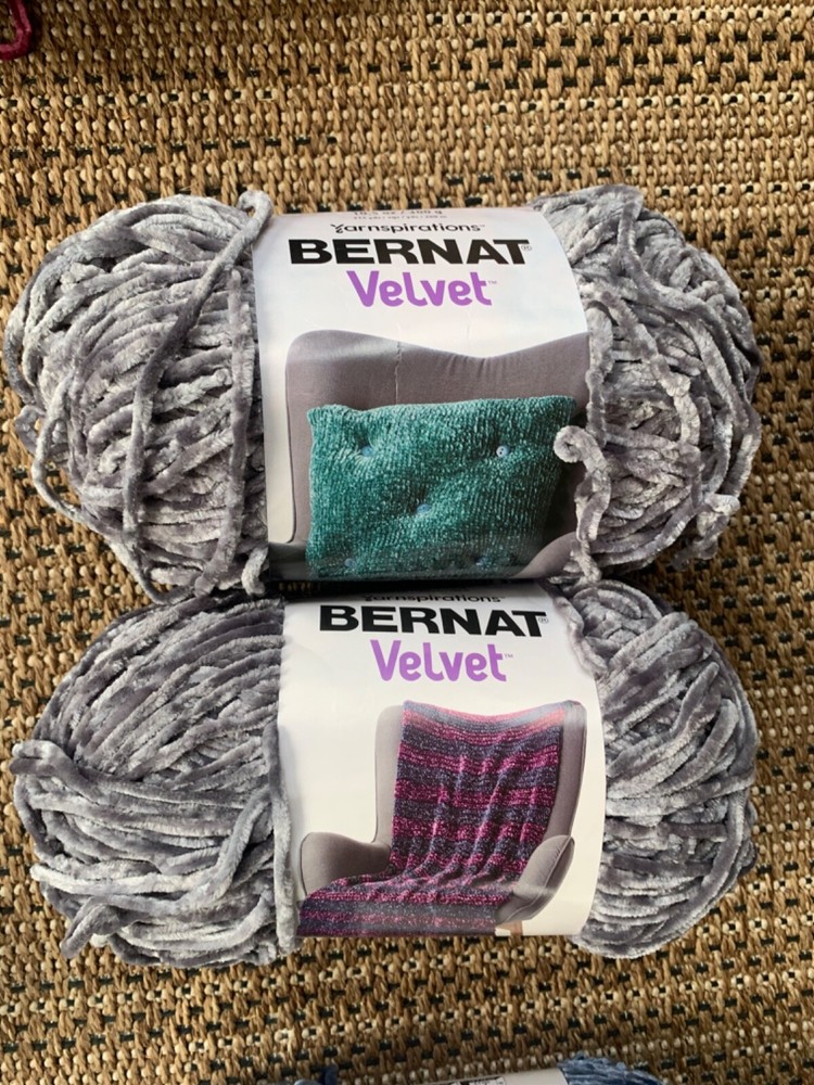 Bernat Velvet Vapor Gray Yarn, Lot of 2