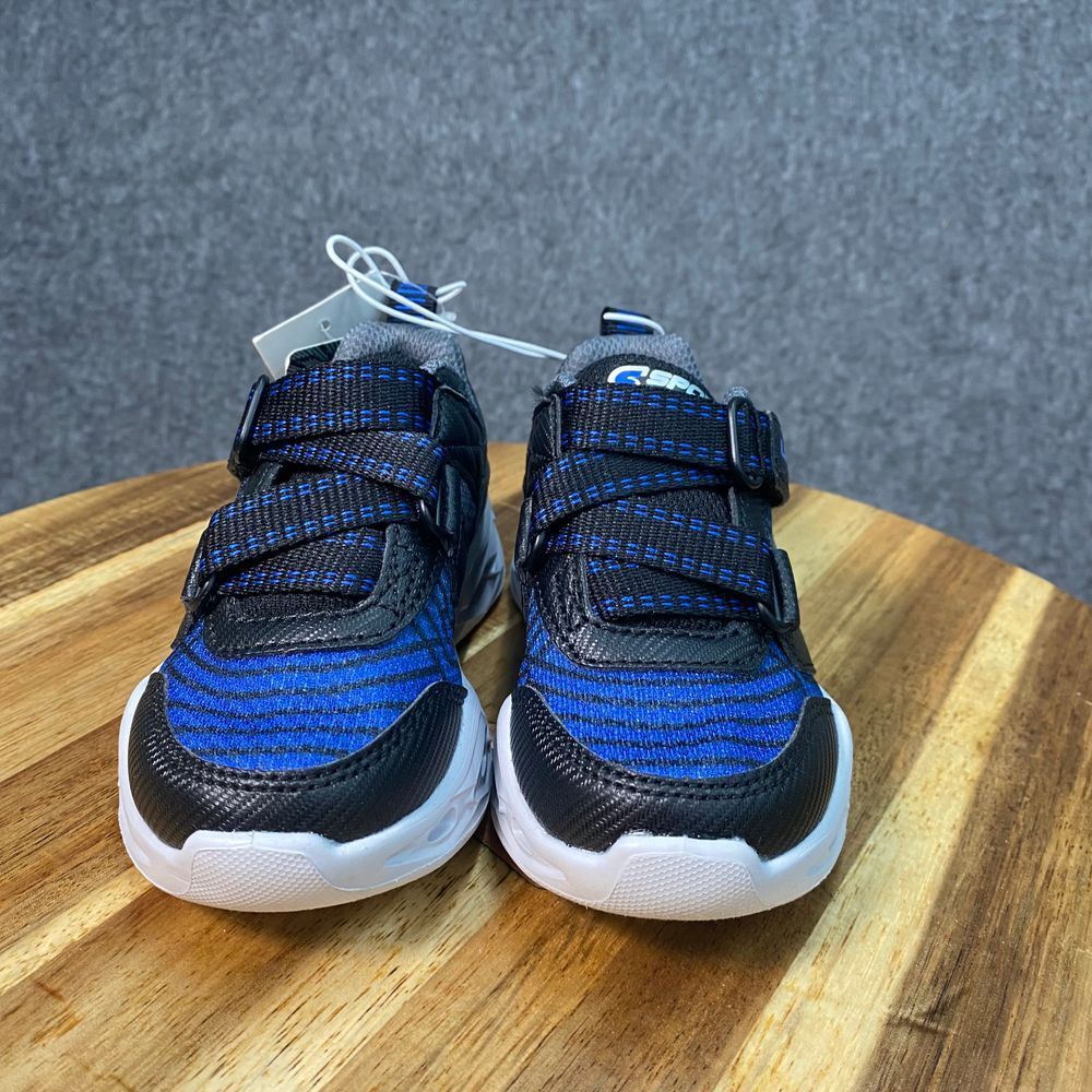 Skechers Boy 7 S Sport Lights Athletic Sneakers Light Up Shoes Black Blue
