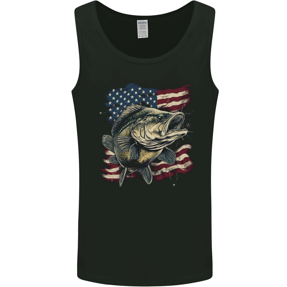 An American Deer With Flag USA Fishing Mens Vest Tank Top