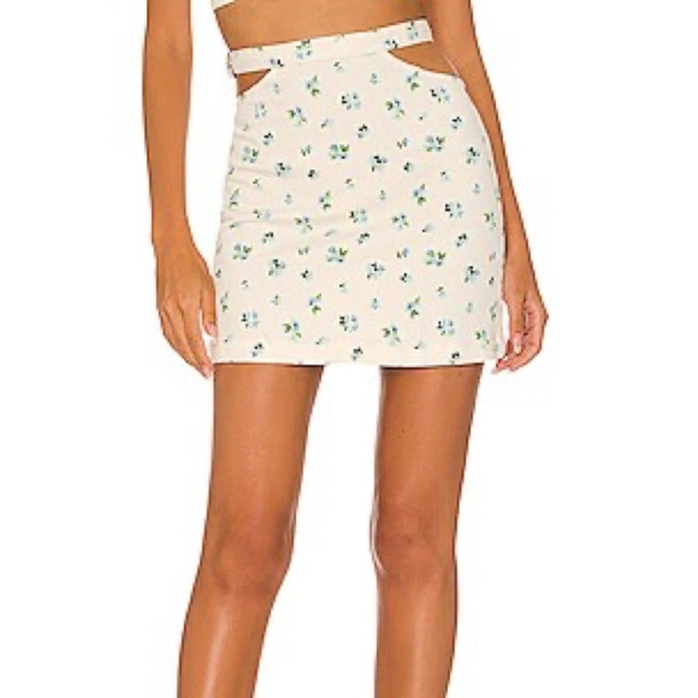 WeWoreWhat Ivory Watercolor Ditsy Cut Out Skirt Women's Size M
