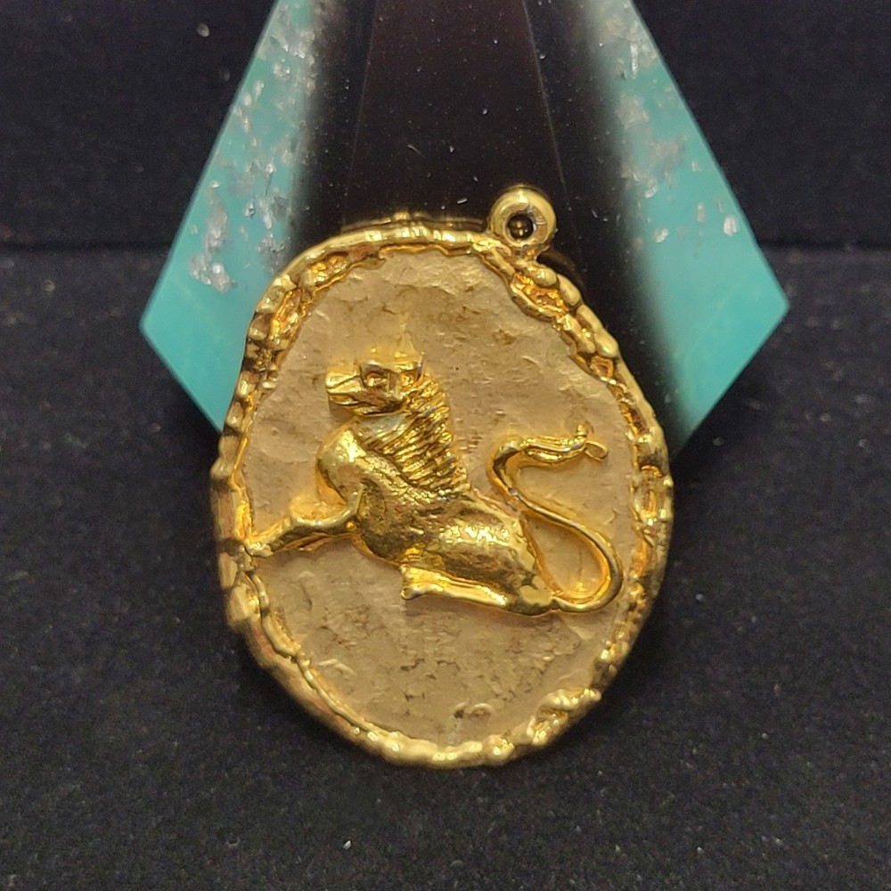 Vintage Leo Zodiac Gold-Tone Pendant Signed ART