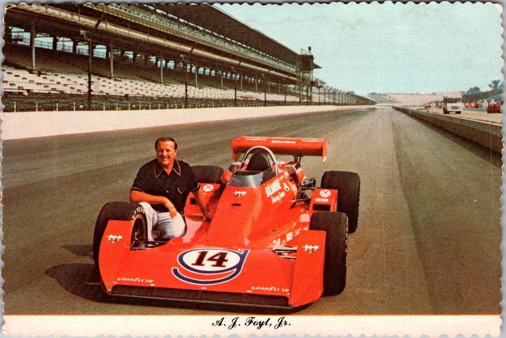 A.J. Foyt 1977 Indianapolis 500 Winner Vintage Racing Postcard Indy Speedway