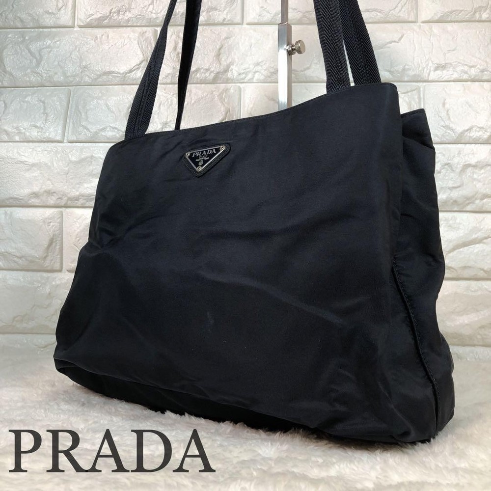 Prada Navy Nylon Tote Bag with Triangle Logo Unisex Pre-Owned