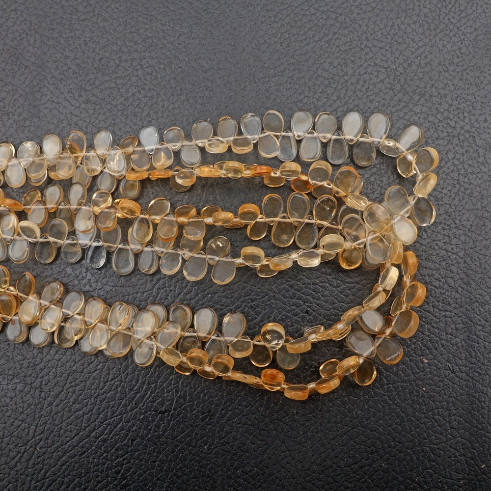 Natural Citrine Smooth Chip Pear-Shaped Beads 8 Inch Strand 4X6-6X8MM