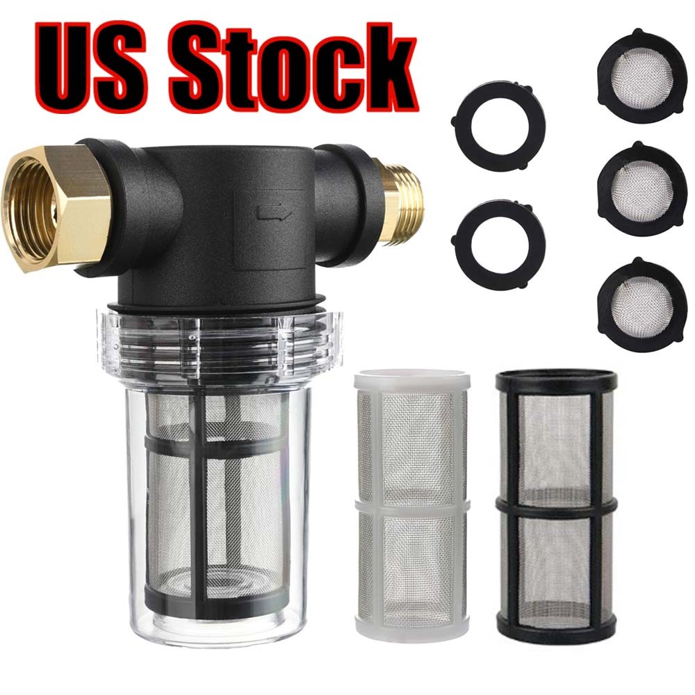 Inline Water Filter for Garden Hose with 40 Mesh and 100 Mesh Screen, 2 O-Ring