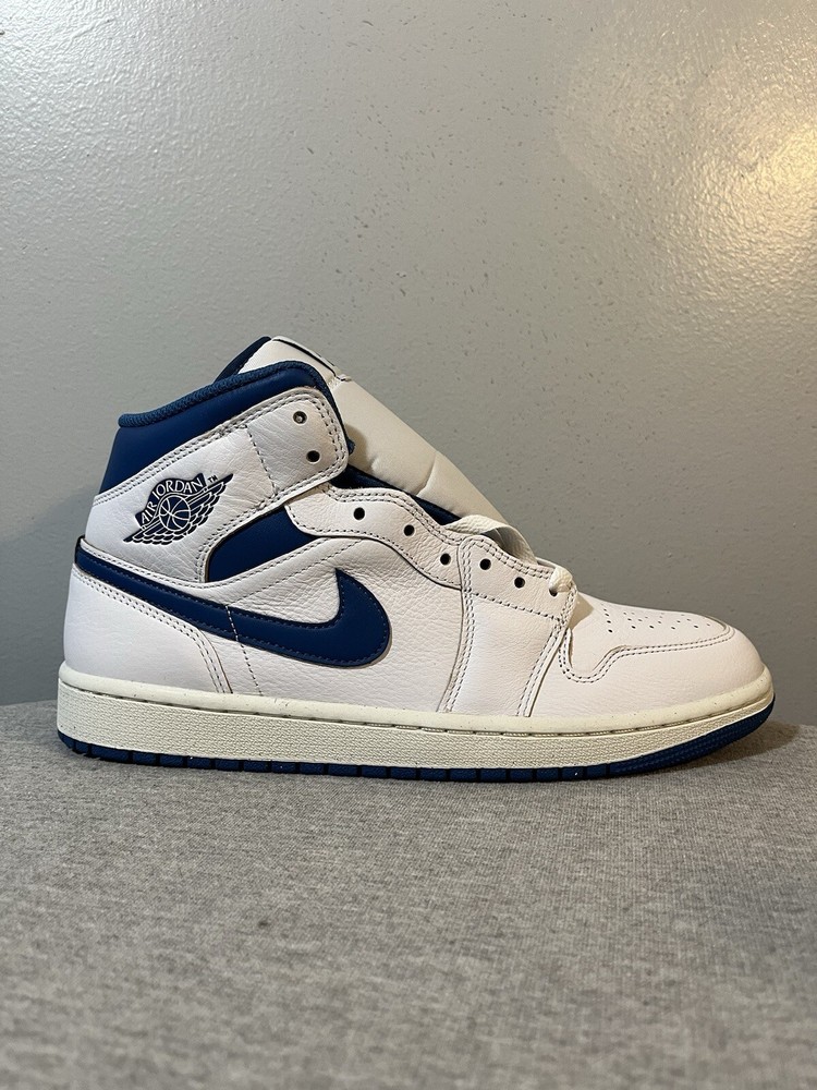 Nike Air Jordan 1 Mid SE White Industrial Blue White Men's Size 9.5 FN5215-141