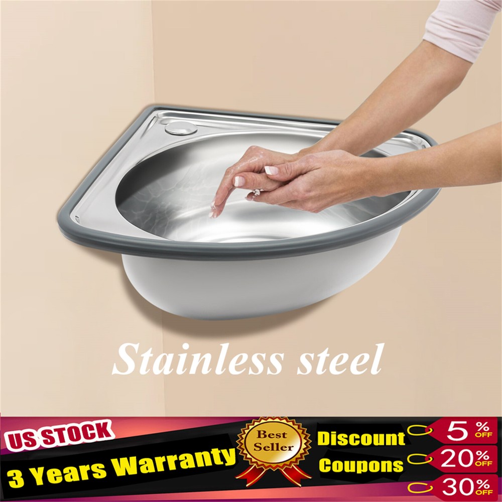 Compact Stainless Steel Triangle Corner Sink for Small Bathroom Wall Mount
