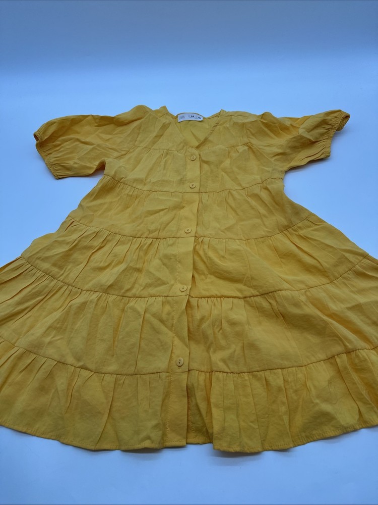 Zara Yellow Solid Button Up Dress for Girls Size 9 #31609