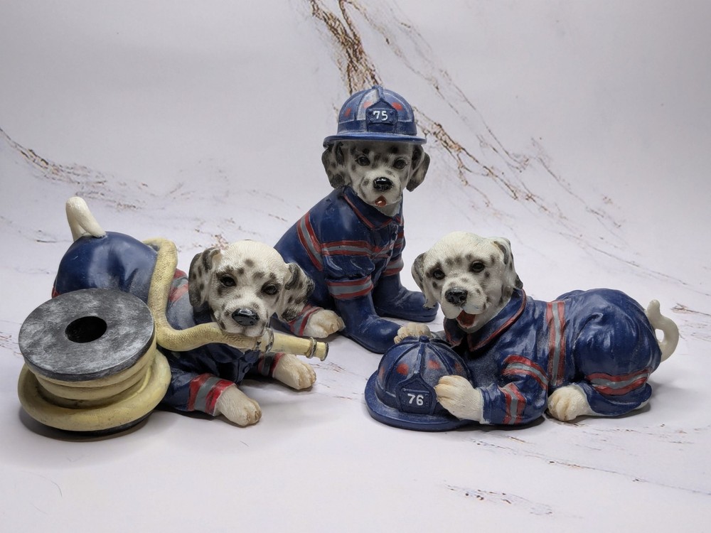 Home Interiors Kids Fire Station Mascots-Set of 3 Fire Fighter Dalmatian Pups
