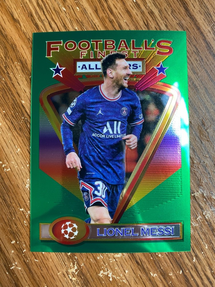 2021-22 Topps Finest Flashbacks UEFA Messi Jumbo Box Topper Card