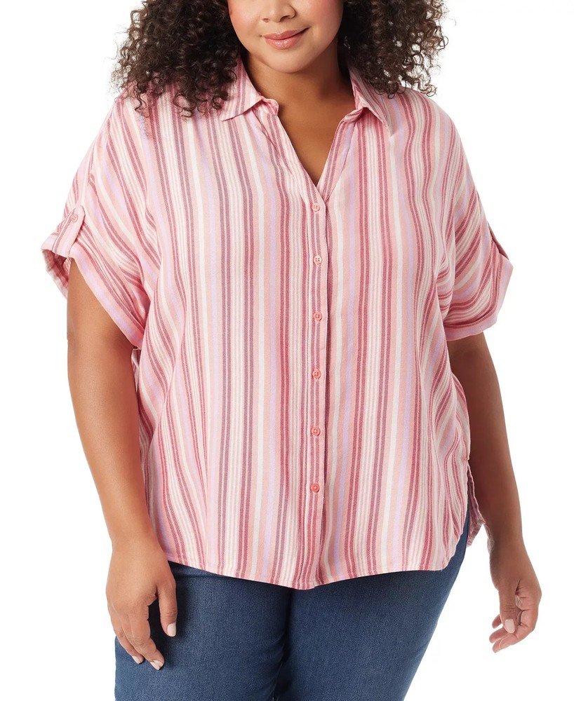 Gloria Vanderbilt Women's Top Plus Sz 2X Size Stripe High-Low