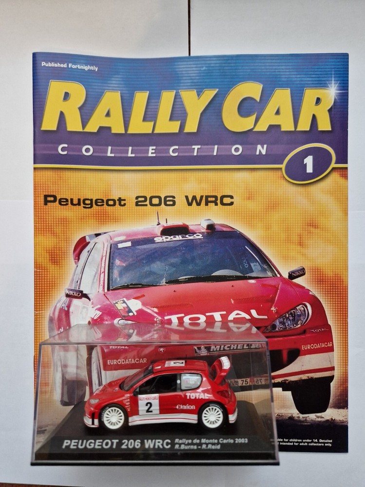 IXO DEAGOSTINI 1/43 PEUGEOT 206 WRC MONTE CARLO RALLY 2003 DIECAST CAR + MAG