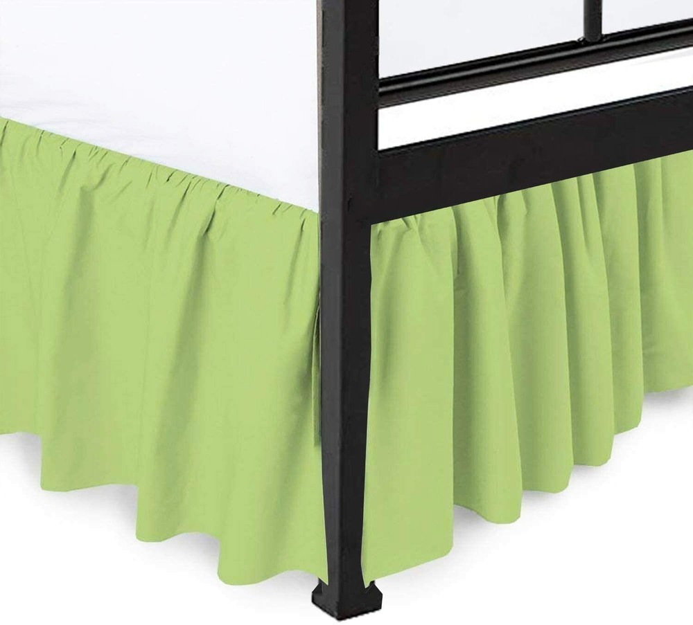 Ruffled Bed Skirt with Split Corners Full Sage 21'' inch Drop 100% Cotton 600TC