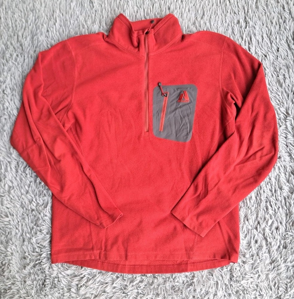 Eddie Bauer First Ascent Mens Medium 1/4 Zip Fleece Pullover Red Lightweight