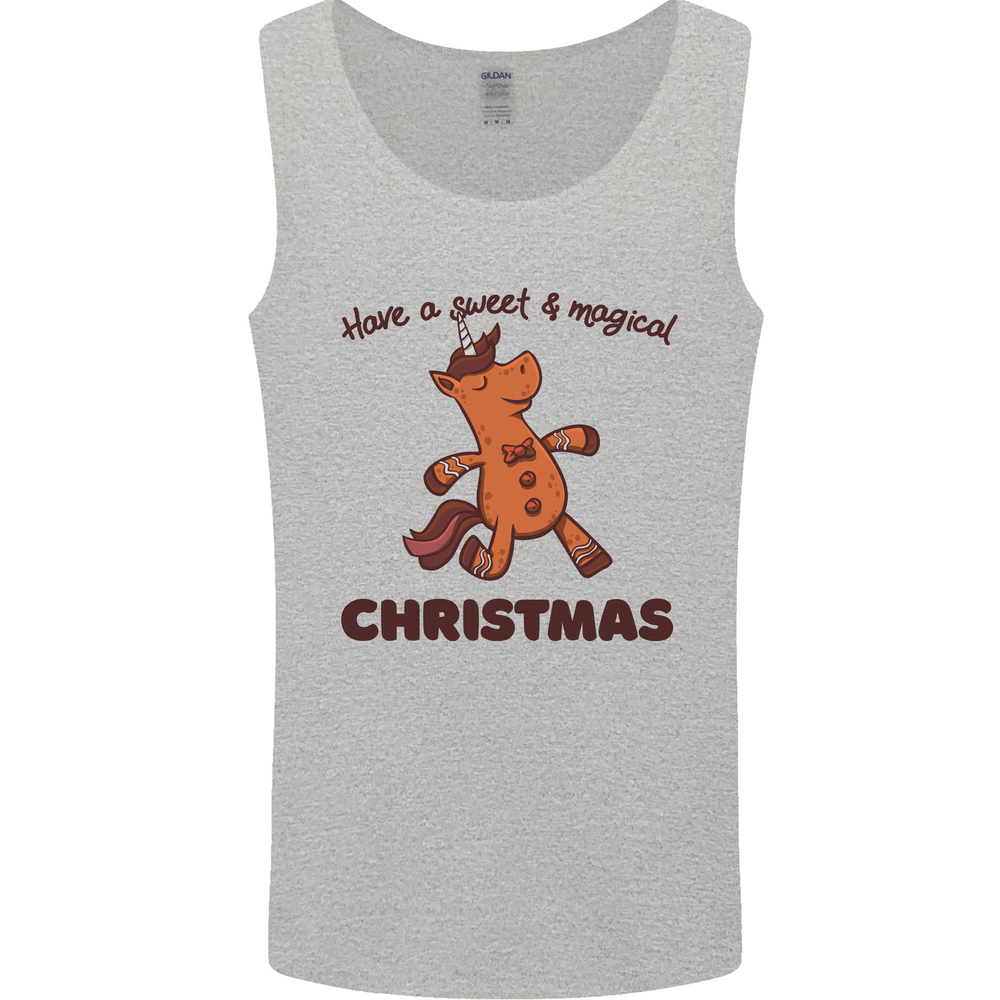Gingerbread Man Unicorn Christmas Mens Vest Tank Top