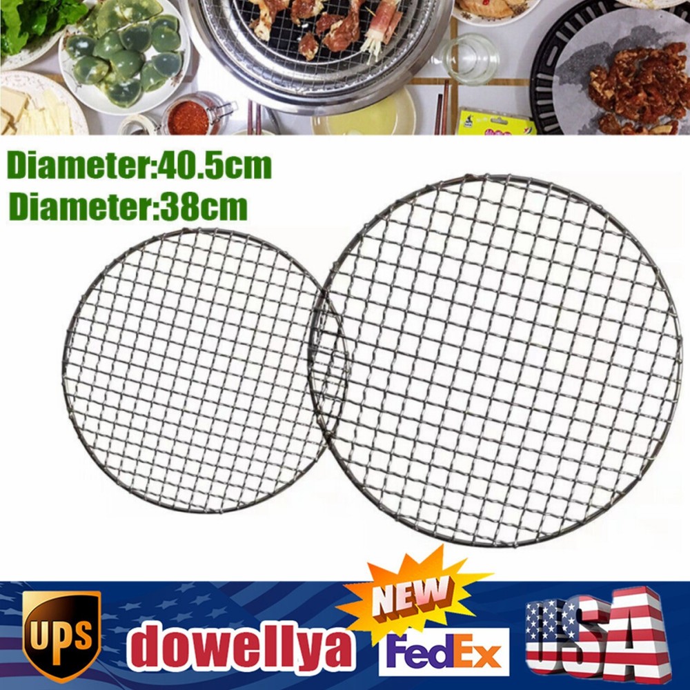 Barbecue Grill Net Round Meshes Racks Grid Grate Household Camping 38cm & 40.5cm