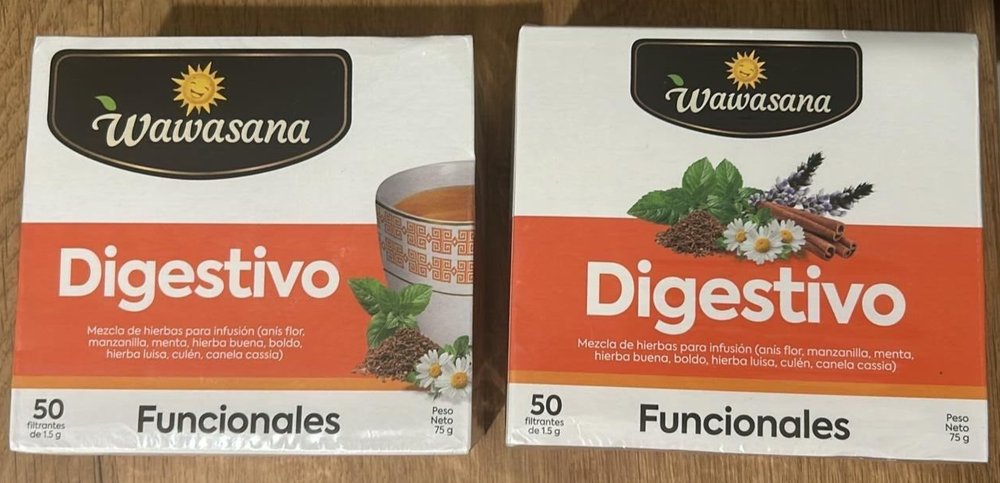 Lote of 2 Wawasana Digestivo 50 Tea bags Peruvian Tea 100% Natural Mix Herbs
