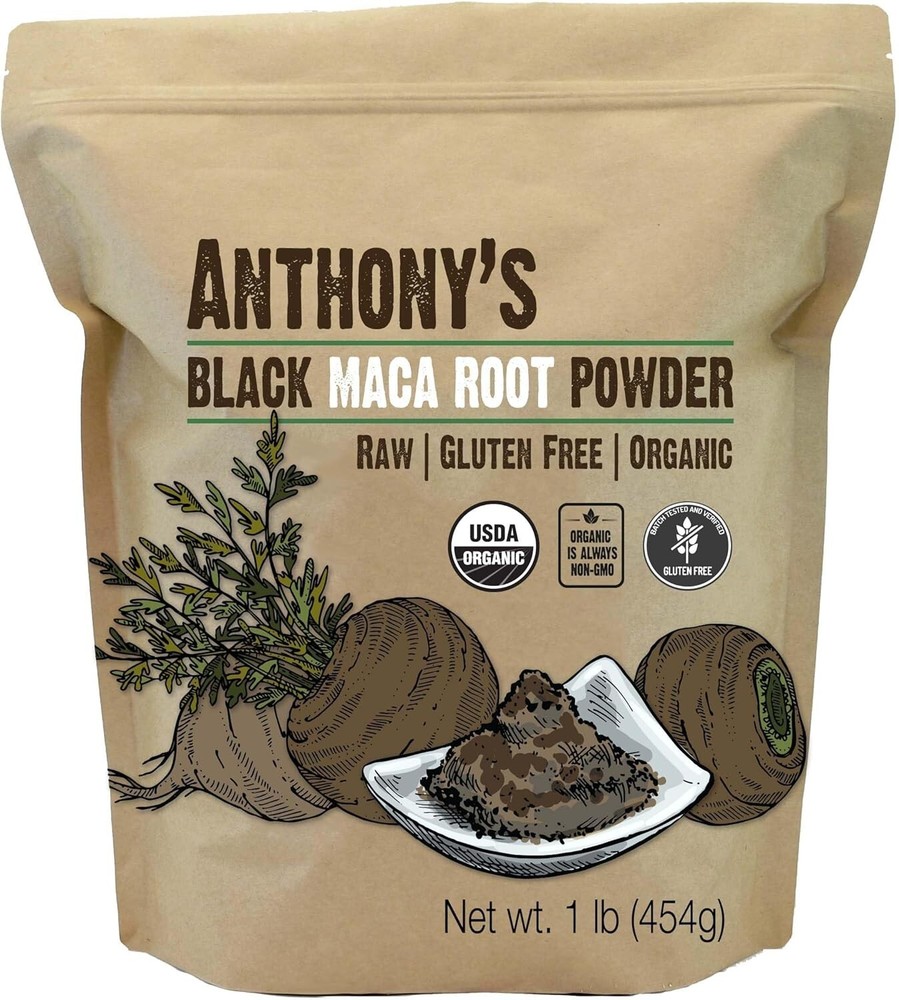 Anthonys Organic Black Maca Powder 1 lb Raw Gluten Free & Non GMO..