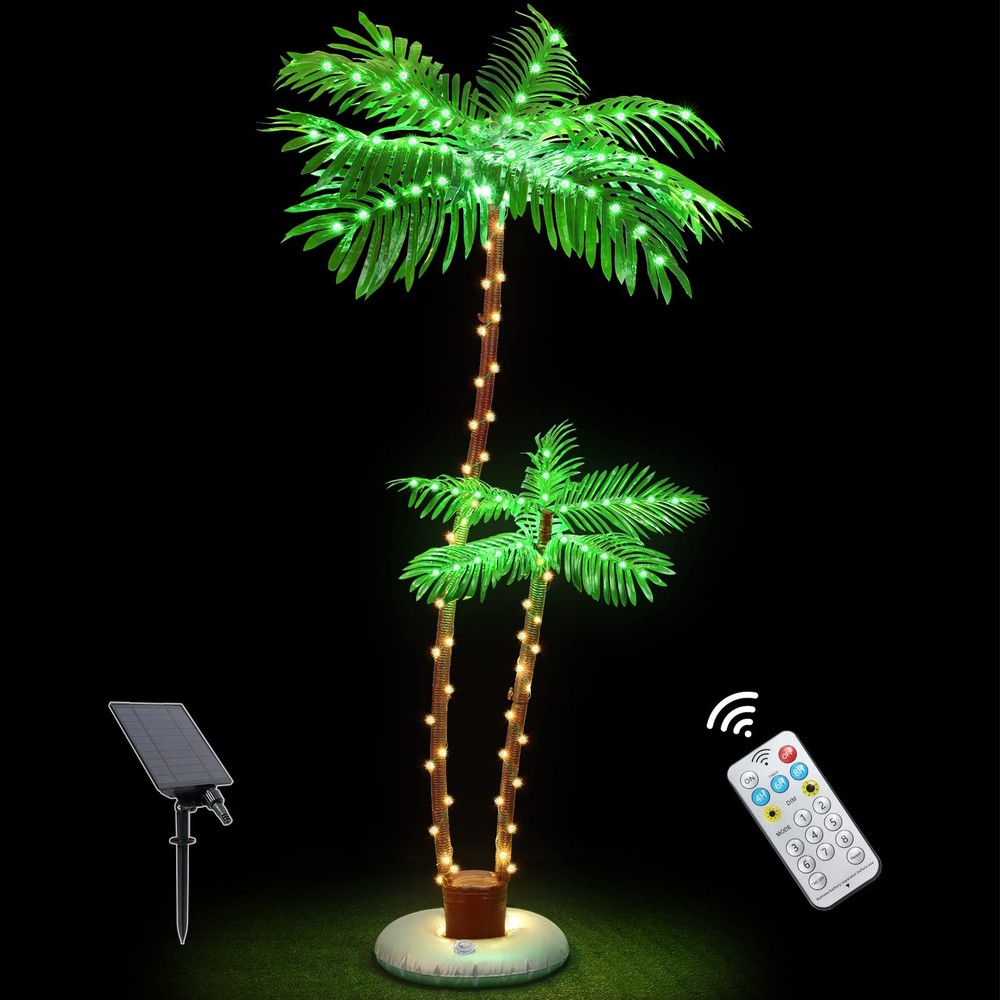 Solar Lighted Palm Trees for Outdoor Patio Bar Pool Deck Decor