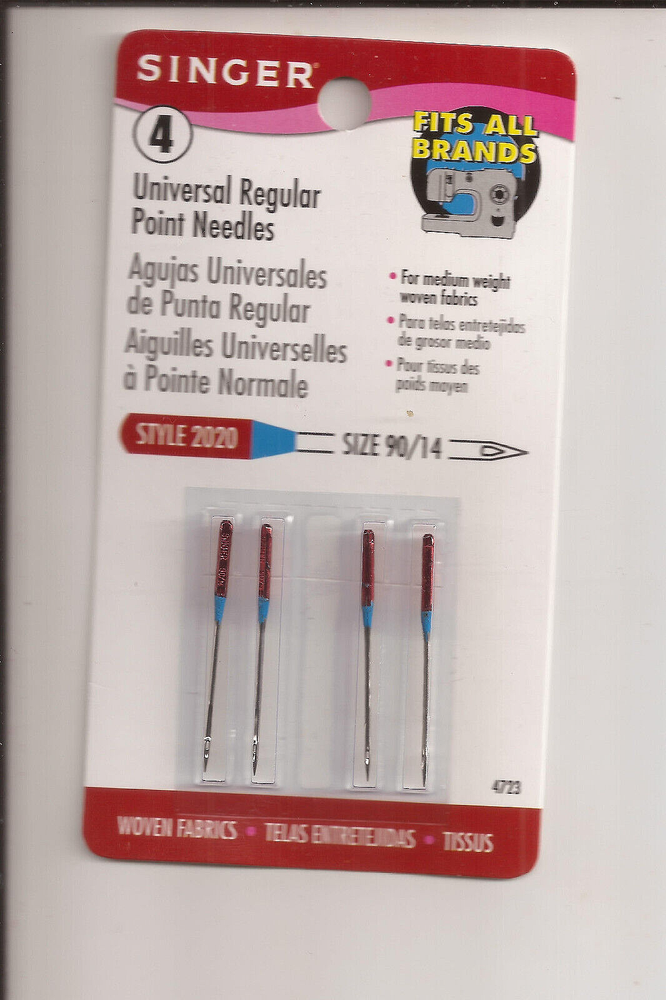 Singer Sewing Machine Needles Regular Point 90/14 Style 2020 Universal Pkg of 4
