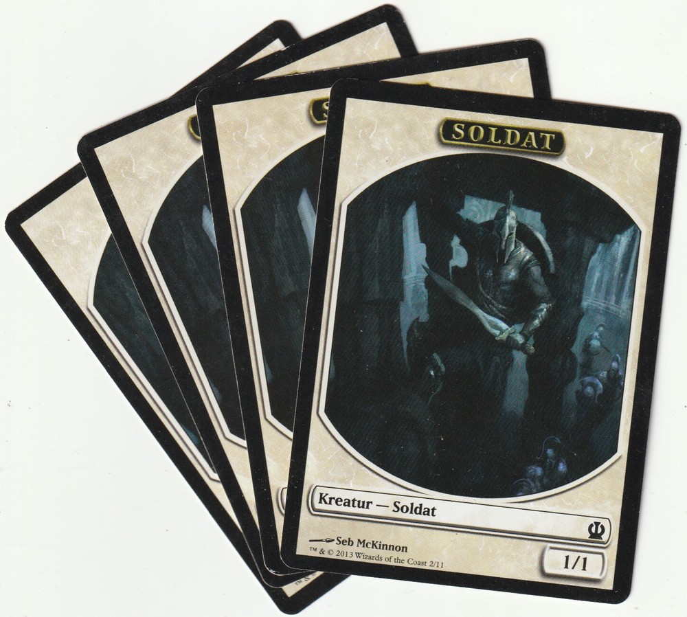 ✪ 4 MAGIC The Gathering SOLDIER White Creature Tokens MTG PLAYSET THS/EN 2013