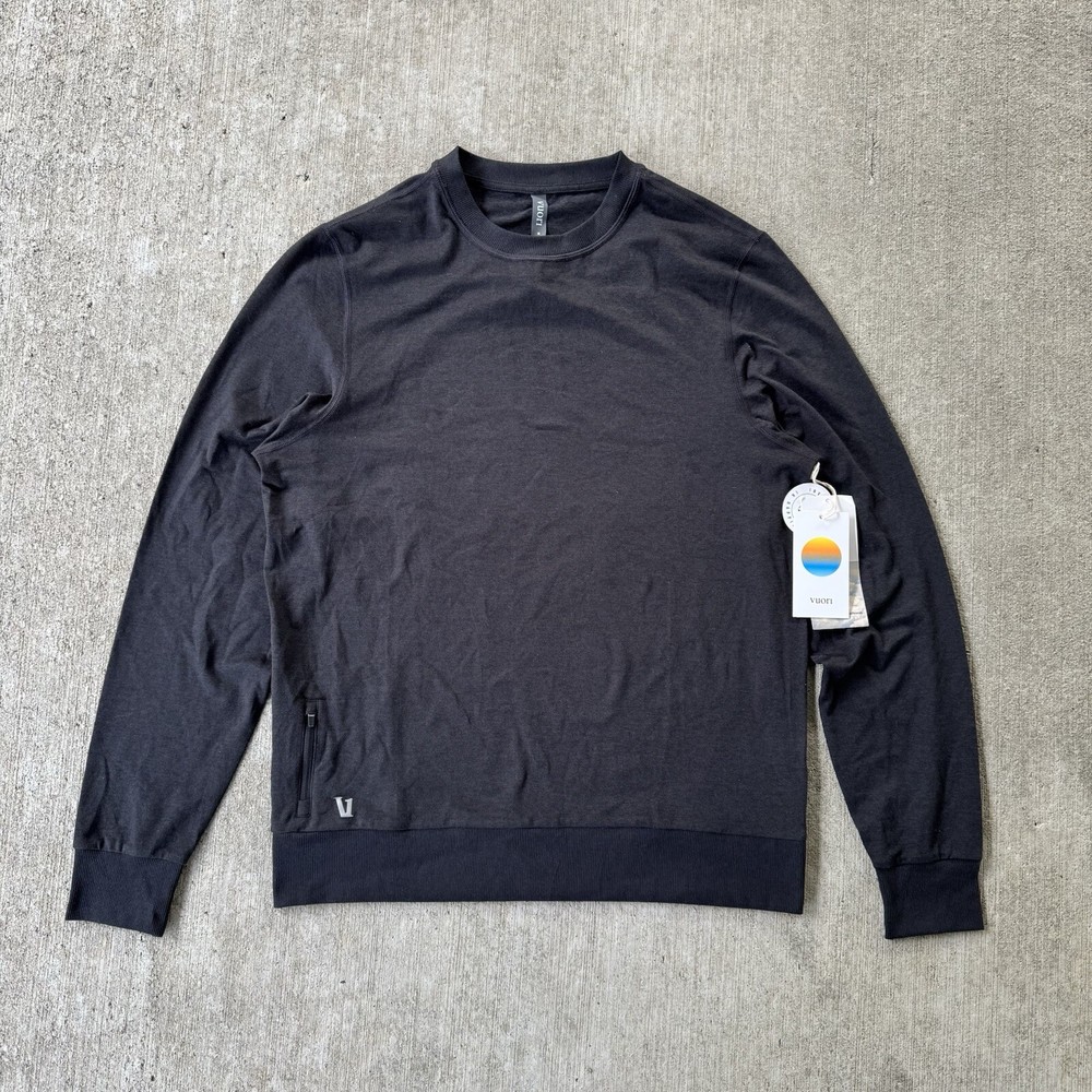 Vuori Ponto Performance Crew Black Heather Size M Gym Running Yoga Stretch Shirt V224