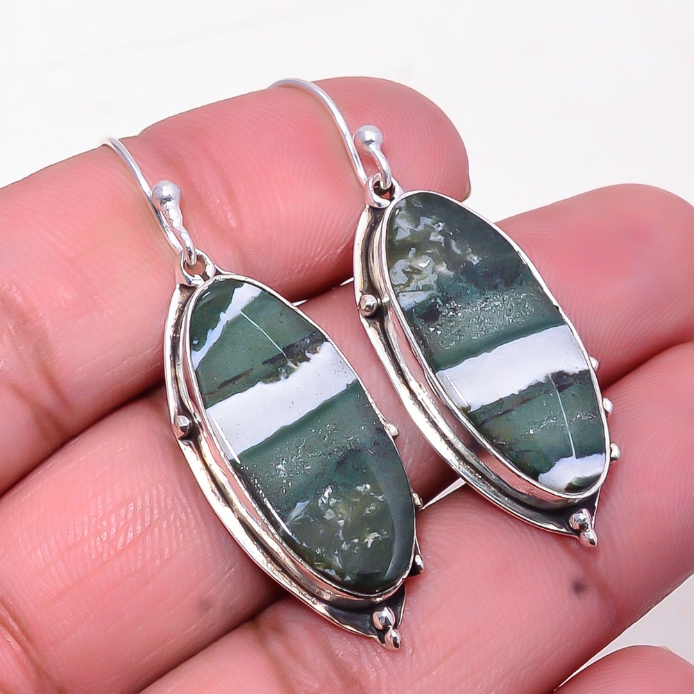 Swiss Green Opal 925 Sterling Silver Virgin Islands Drop Earring 1.87
