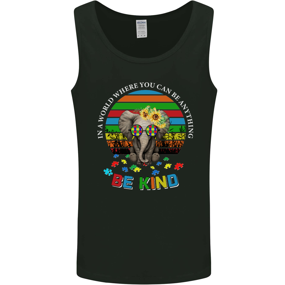 Be Kind Elephant Autism Autistic Mens Vest Tank Top