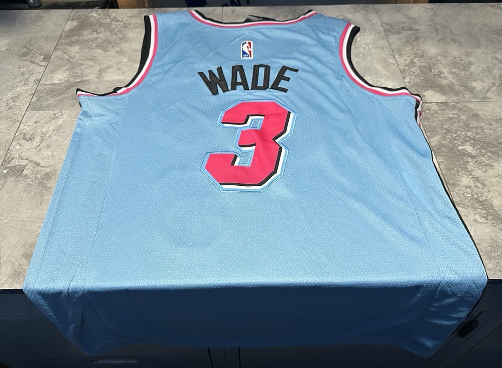 NWT Nike Miami Heat Dwayne Wade Miami Vice Swingman Jersey Size 44 Small Blue