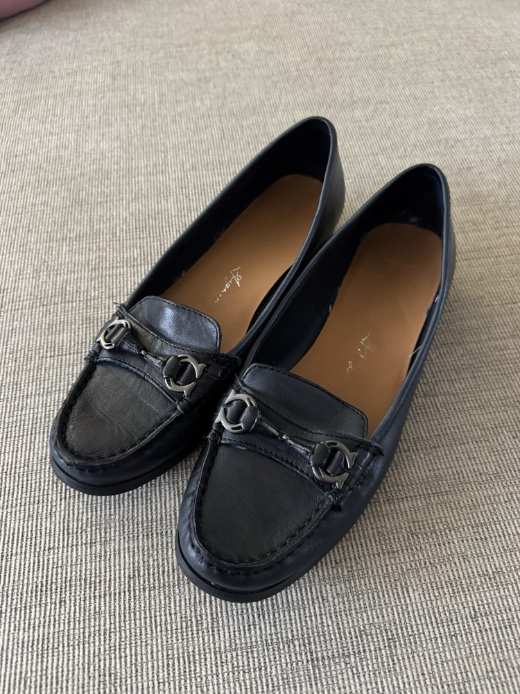 Etienne Aigner Luxe Women Black Leather Horse Bit Horsebit Elsie Loafers Sz 6.5
