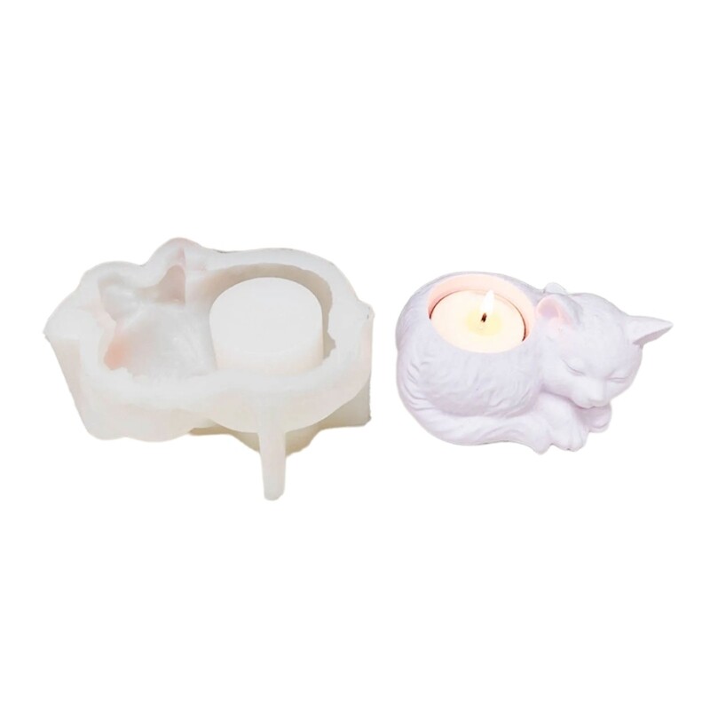 Silicone Cat Candlestick Molds for DIY Concrete and Resin
